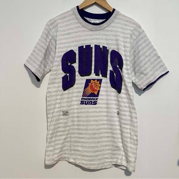 Vintage offical fan sportswear Phoenix Suns gray and purple striped T-shirt - Picture 1 of 5